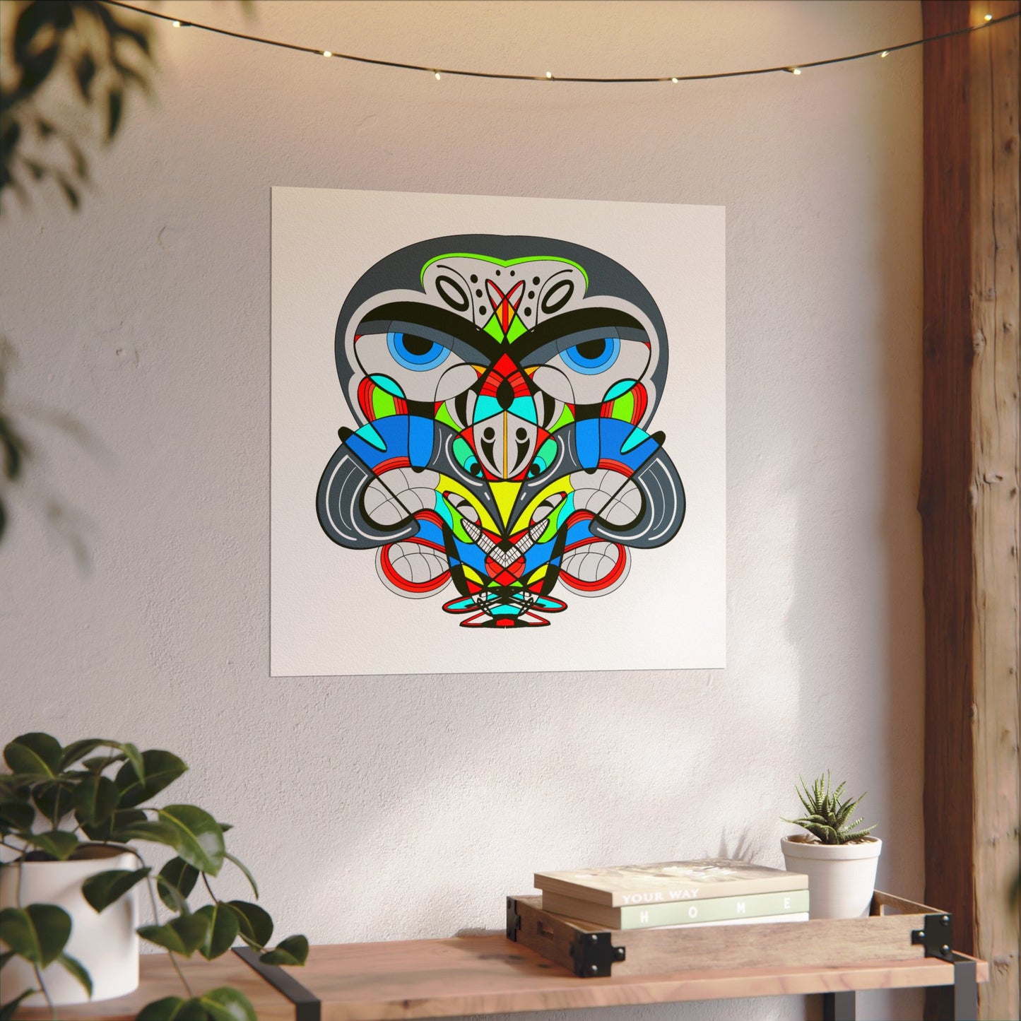 Cali Owl | Tribal Mask Watercolor Print