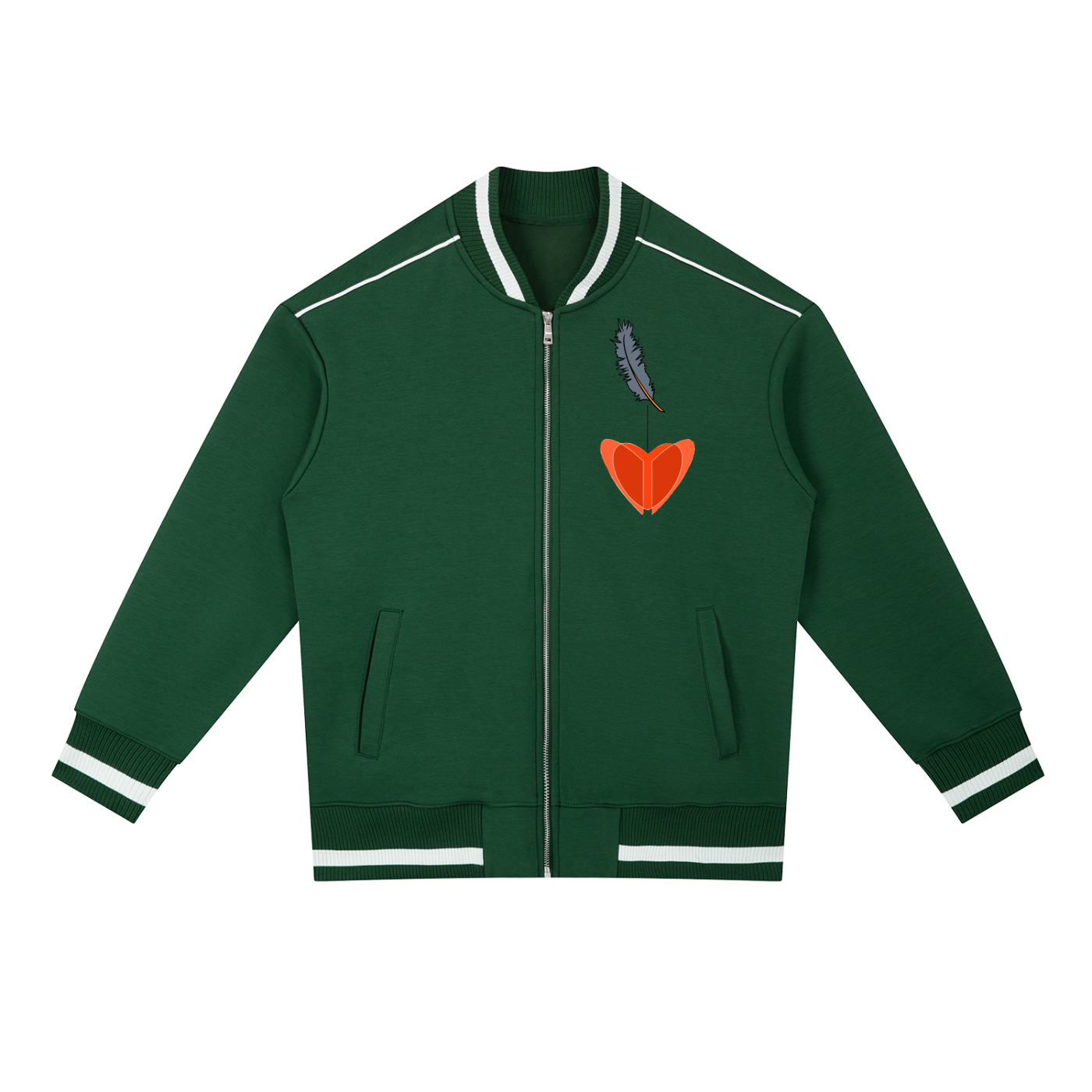 Contrast Piping Zip Bomber Jacket