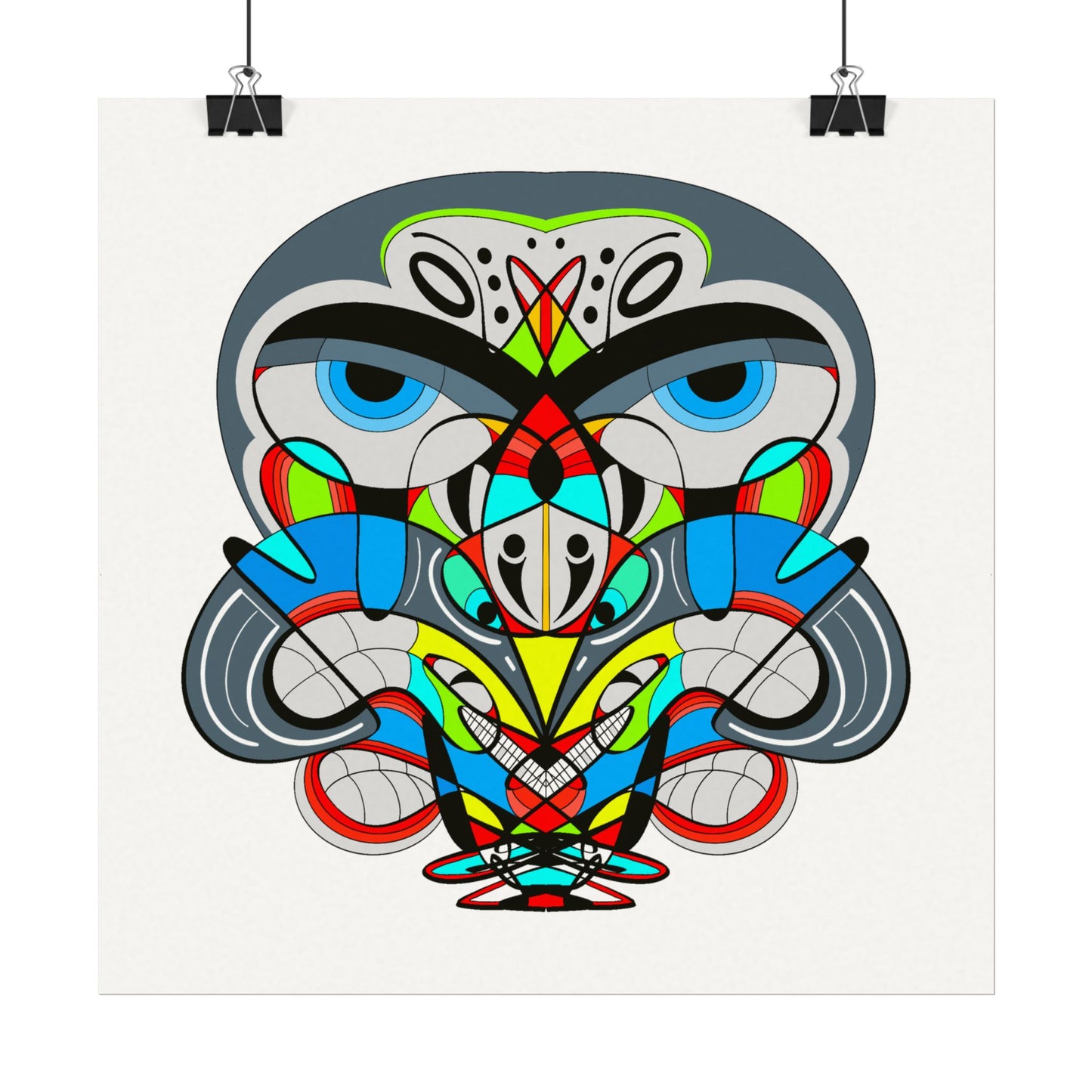 Cali Owl | Tribal Mask Watercolor Print
