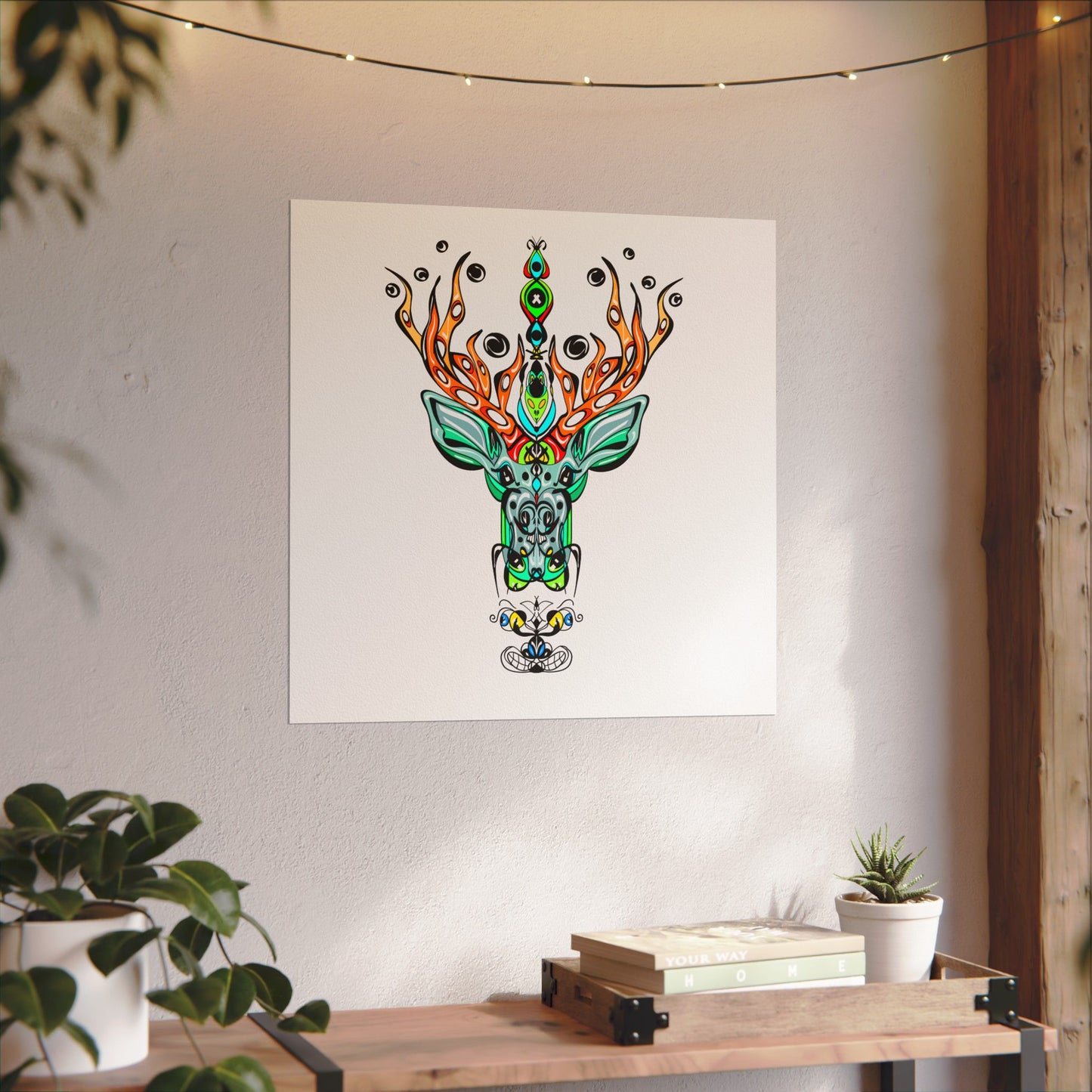 Deer | Boho Wall Art, Watercolor Texture