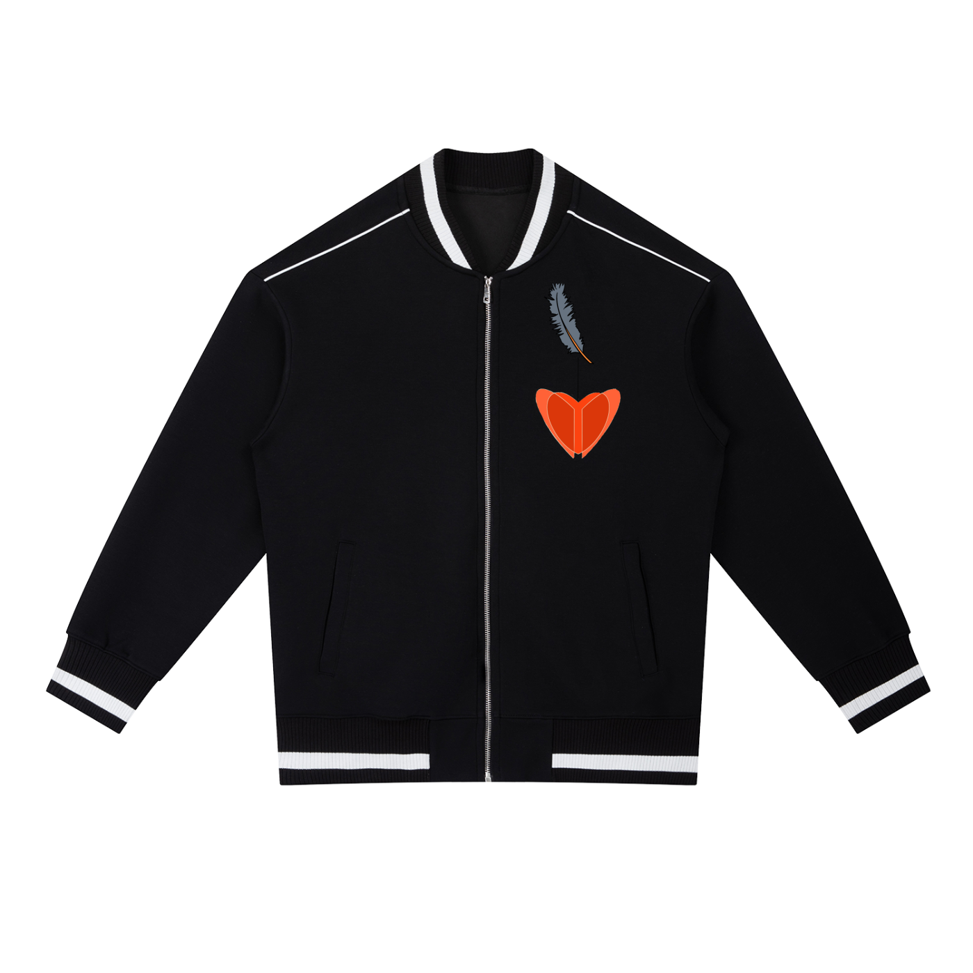 Contrast Piping Zip Bomber Jacket